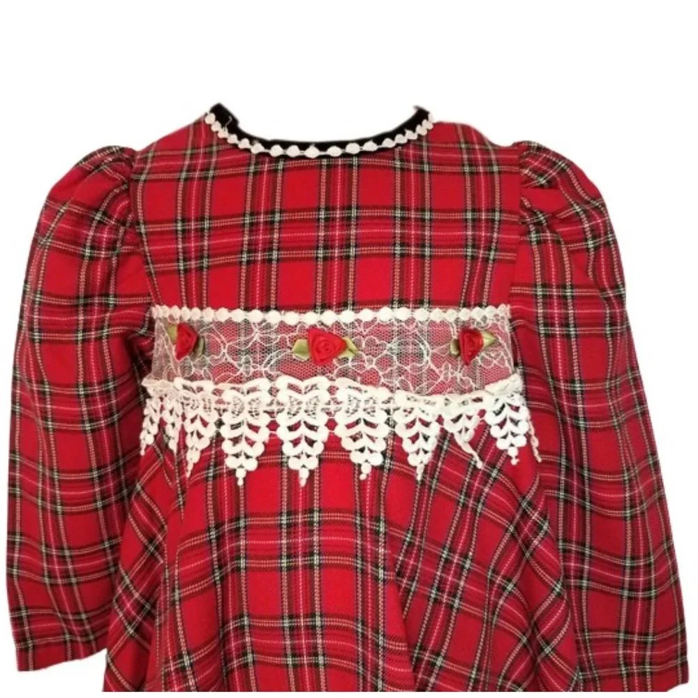 Bonnie Jean Red Plaid Christmas Dress - Toddler Girl's 2 T
